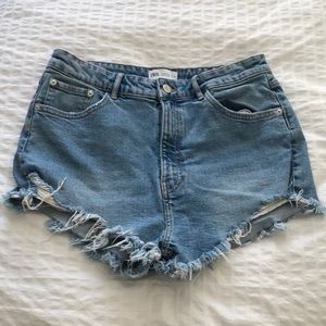 Zara High Waisted Jean Shorts